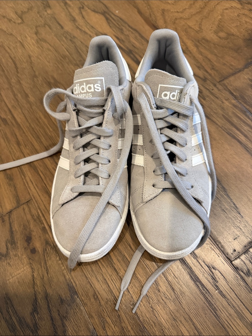 adidas Campus Suede Sneakers in Light Gray with White Stripes